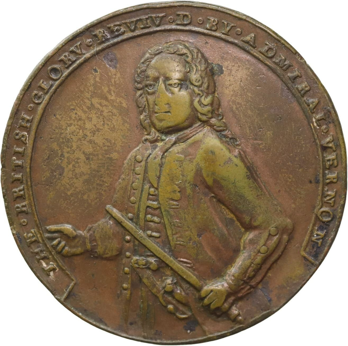 GREAT BRITAIN Copper Admiral Vernon Medal 1739 Vernon / Porto Bello ex-Adams