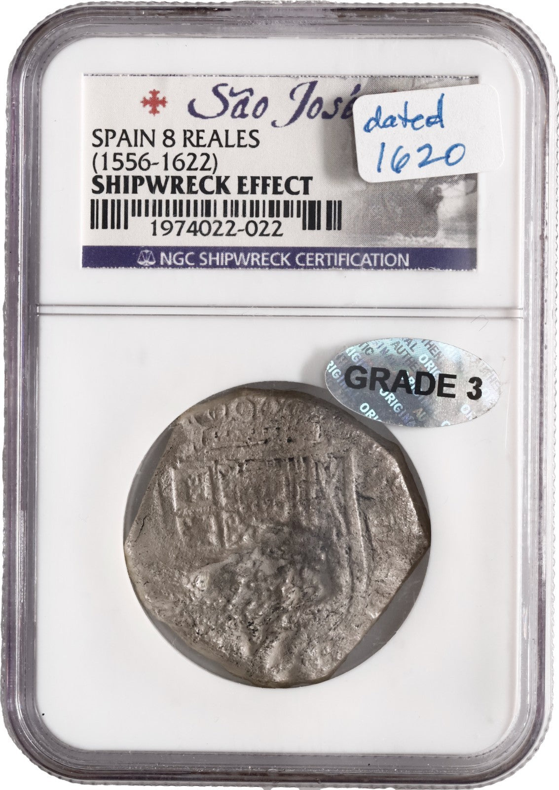 São José Shipwreck (1622) SPAIN, mint uncertain, cob 8 reales, 1620