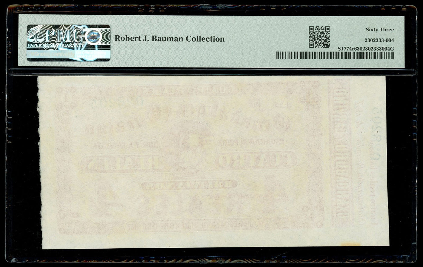 ARGENTINA Gualeguaychu Banco Oxandaburu 4 Reales 1867 PMG UNC 63 ex-Bauman