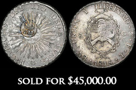 Philippines (under Spain), 8 reales, Isabel II, crowned "Y.II" countermark (Type VI, 1834-37) on Argentina 8 reales.